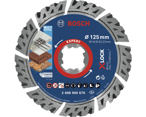 Bosch Professional Disque à tronçonner diamanté TS Multi Multi Ø 125x22 mm, fixation X-LOCK