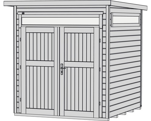 Illustration d''un abri de jardin avec double porte et fenêtres