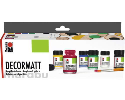 Kit débutant Marabu Acryl mat décor 6x 15 ml Marabu Decormatt set de peintures artisanales acryliques