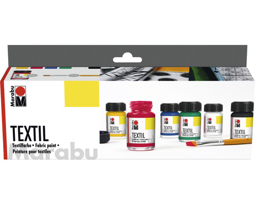 Marabu Textilfarben Set mit Pinsel