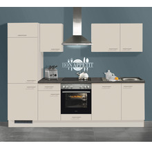 PICCANTE AREA Cuisine complète avec appareils 270 cm couleur de façade blanc magnolia - couleur de la poignée acier inoxydable