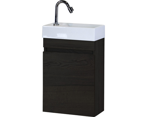 Lavabo pour invités avec meuble bas Sanox Maxim lxhxp 40x65x22 cm chêne noir