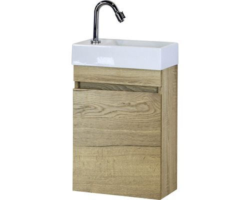 Lavabo pour invités avec meuble bas Sanox Maxim lxhxp 40x65x22 cm chêne naturel