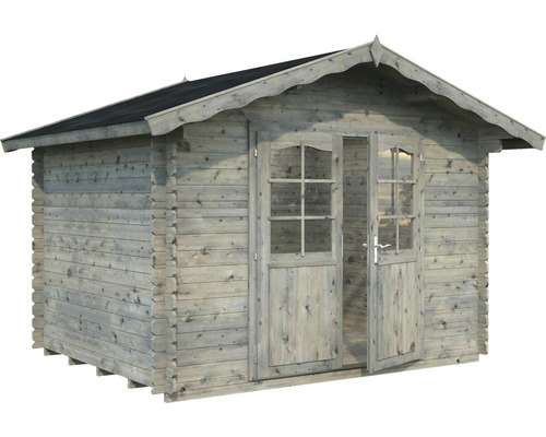 Abri de jardin Palmako Vivian 6,9 m² 363 x 290 cm imprégné par immersion gris Abri de jardin en bois avec double porte et toit
