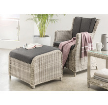 Gartenmöbel Set mit Sessel, Hocker und Tisch aus Rattan