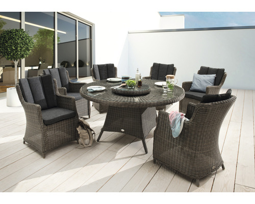 Ensemble de jardin Seating Group Luna XL 150ER Aluminium Polyrattan 6 sièges 7 pièces Gris