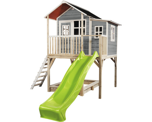 Spielhaus aus Holz mit Rutsche und Leiter für den Garten