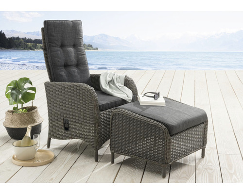 Set 4 grau Sitzer Gartenmöbelset vintage - 5 HORNBACH Aluminium Polyrattan teilig Palma Luna Destiny