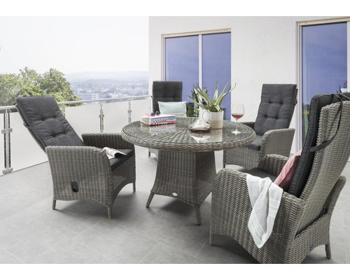 Ensemble de mobilier de jardin Palma Luna Seating Group Vintage Destiny Polyrattan Aluminium 4 places 5 Piece gris