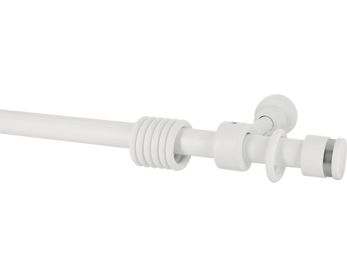 Tringle à rideaux en bois capuchon blanc Ø 28 mm L200 Tringle à rideaux avec anneaux et support