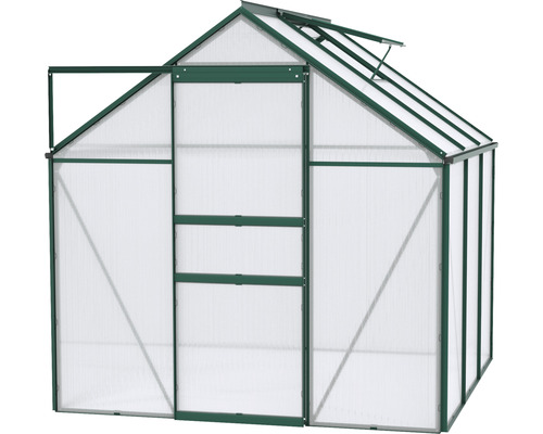 Serre avec porte ouverte et lucarne