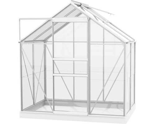 Serre avec porte ouverte et fenêtre de toit