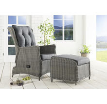 Fauteuil tressé avec repose-pieds pour l''extérieur