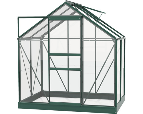 Serre avec porte ouverte et fenêtre de toit