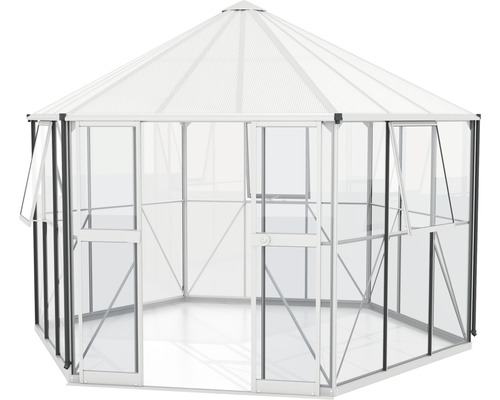 Gewächshaus mit transparenten Wänden und einem Dach
