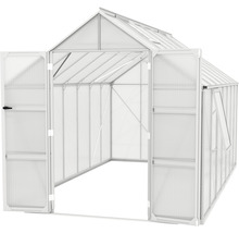 Serre avec portes et fenêtres ouvertes.