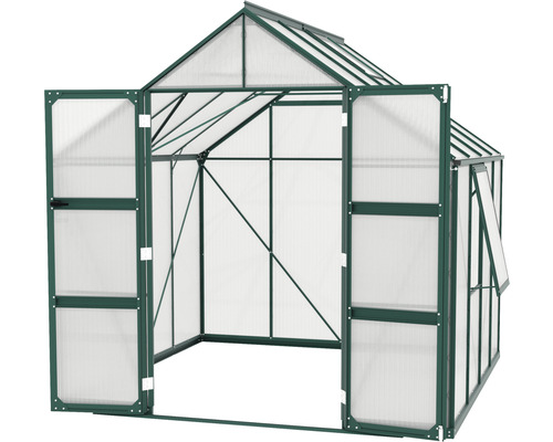 Serre avec portes et fenêtre ouvertes