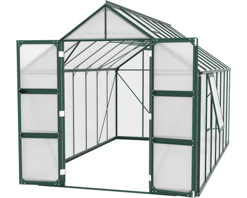 Serre avec portes et fenêtres ouvertes