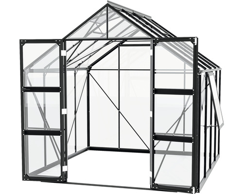 Serre avec portes et fenêtres ouvertes