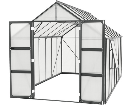 Serre de jardin avec porte et fenêtre ouvertes