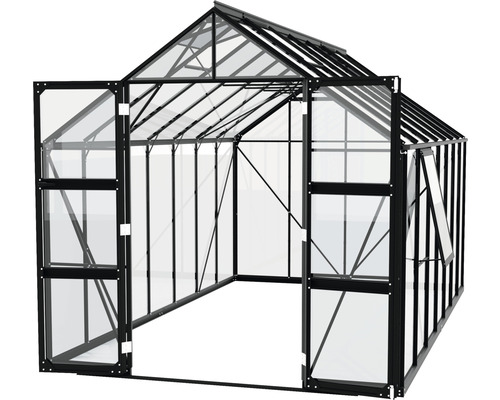 Serre avec portes ouvertes