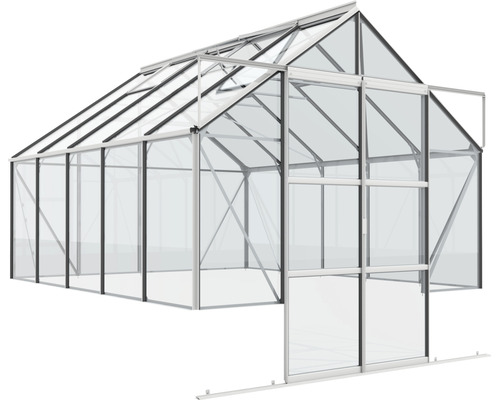 Serre avec parois transparentes et cadre en aluminium