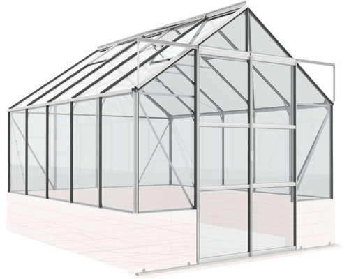 Serre avec cadre en aluminium et panneaux de verre