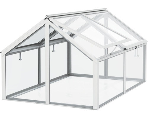 Gewächshaus mit Aluminiumrahmen und Glasplatten