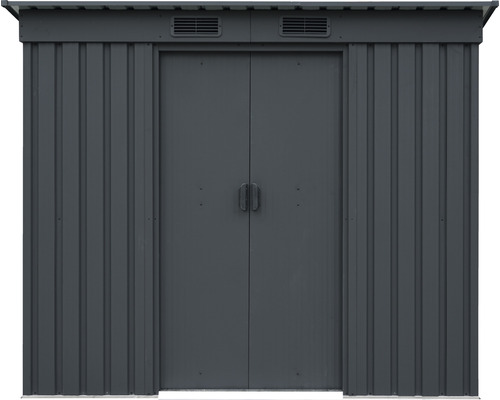 Abri de jardin métallique avec double porte et grilles de ventilation