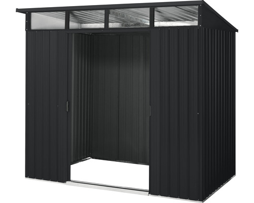 Abri de jardin métallique avec porte coulissante