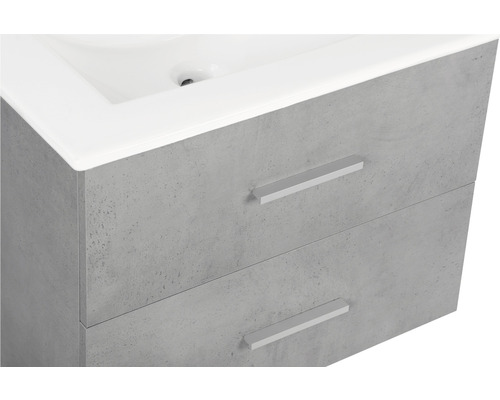 Ensemble de meubles de salle de bains Luka 60 cm béton gris avec miroir et éclairage LED