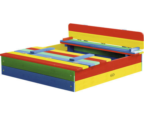 Bac à sable en bois avec banc et couvercle