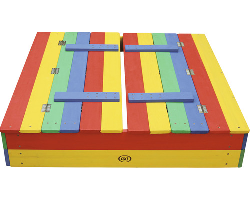 Bac à sable en bois avec couvercle et logo AXI