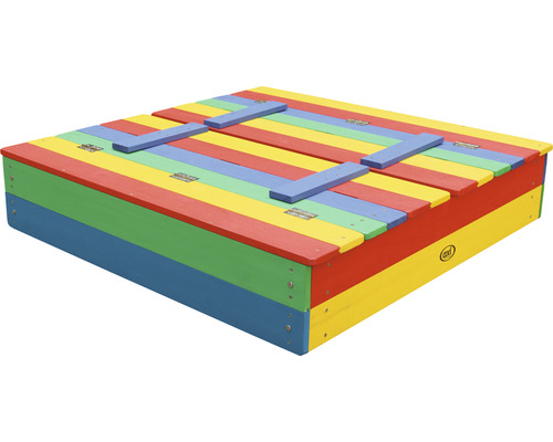 Bac à sable coloré en bois avec couvercle