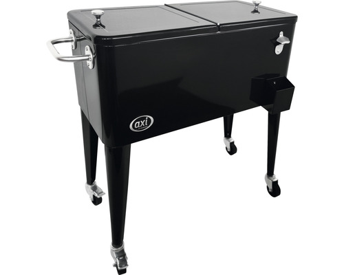 Glacière noire avec ouvre-bouteille et roulettes