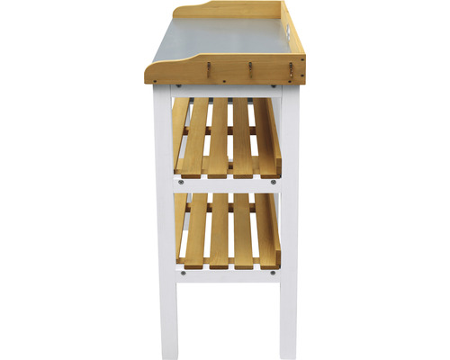 Table de jardin avec deux étagères et une barre à crochets