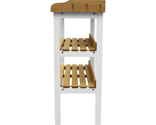 Table de jardin avec deux étagères et trois crochets