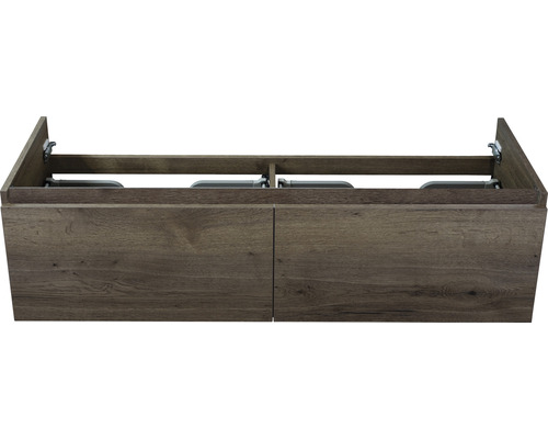 Meuble sous-vasque Sanox Frozen couleur de façade tabacco lxhxp 140x40x45 cm Meuble sous-lavabo avec deux portes dans la salle de bain