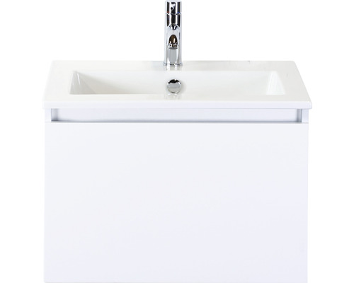 Ensemble de meubles de salle de bains Sanox Frozen couleur de façade blanc haute brillance lxhxp 61x42x46 cm avec lavabo en céramique