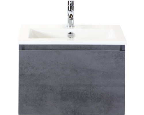 Ensemble de meubles de salle de bains Sanox Frozen couleur de façade béton anthracite lxhxp 61x42x46 cm avec lavabo en céramique