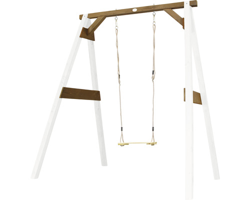 Balancoire en bois avec des cordes et cadre en A pour le jardin