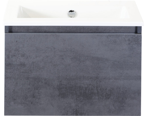 Badmöbel-Set Sanox Frozen Frontfarbe beton anthrazit BxHxT 61 x 42 x 46 cm mit Keramikwaschtisch ohne Hahnloch