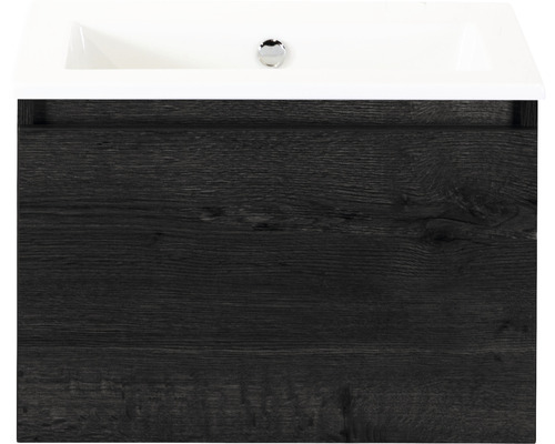 Badmöbel-Set Sanox Frozen Frontfarbe black oak BxHxT 61 x 42 x 46 cm mit Keramikwaschtisch ohne Hahnloch