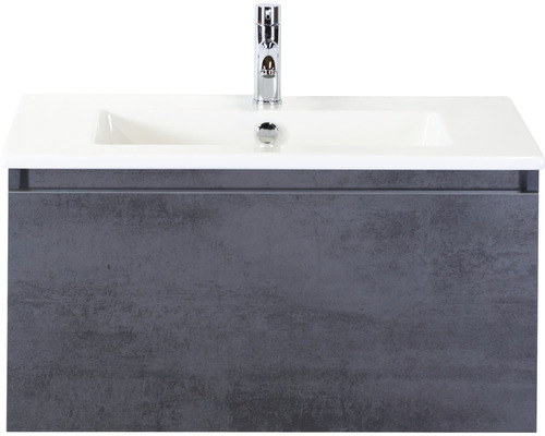 Ensemble de meubles de salle de bains Frozen 80 cm céramique lavabo 1 trou pour robinetterie meuble bas béton anthracite