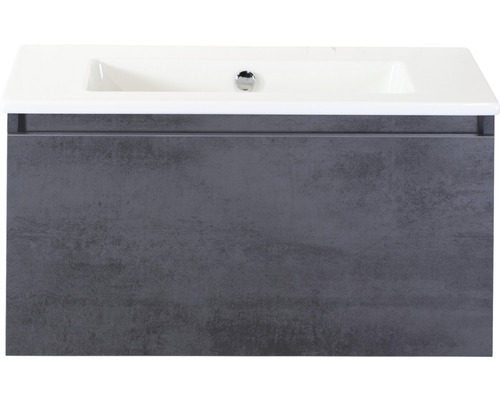 Lavabo avec meuble bas Sanox FROZEN lxhxp 81x42x46 cm couleur de façade béton anthracite 75734641