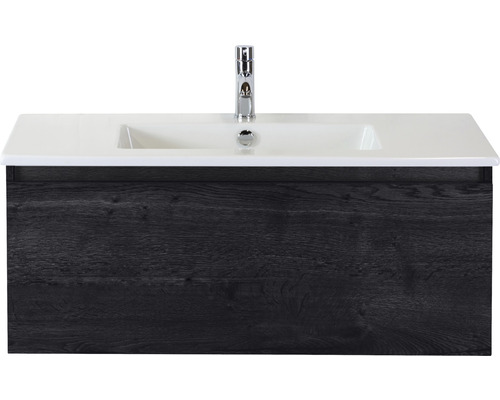 Lavabo avec meuble bas Sanox FROZEN lxhxp 101x42x46 cm couleur de façade black oak 75734749