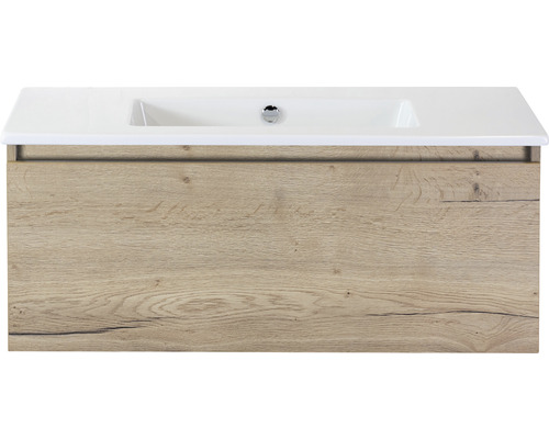 Lavabo avec meuble bas Sanox FROZEN lxhxp 101x42x46 cm couleur de façade chêne naturel 75734827