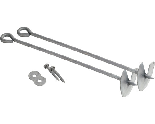 Deux piquets d''ancrage avec vis et rondelles