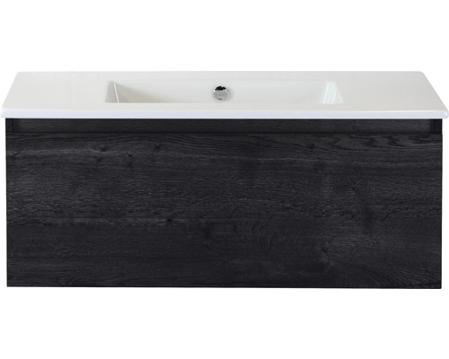 Lavabo avec meuble bas Sanox FROZEN lxhxp 101x42x46 cm couleur de façade black oak 75734849