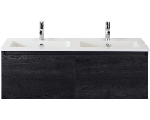 Ensemble de meubles de salle de bains Frozen 120 cm céramique lavabo 2 trous pour robinetterie meuble bas black oak